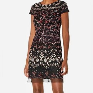 Adrianna Papell black beaded, sequined, almost-mini cocktail dress sz 6 NWOT